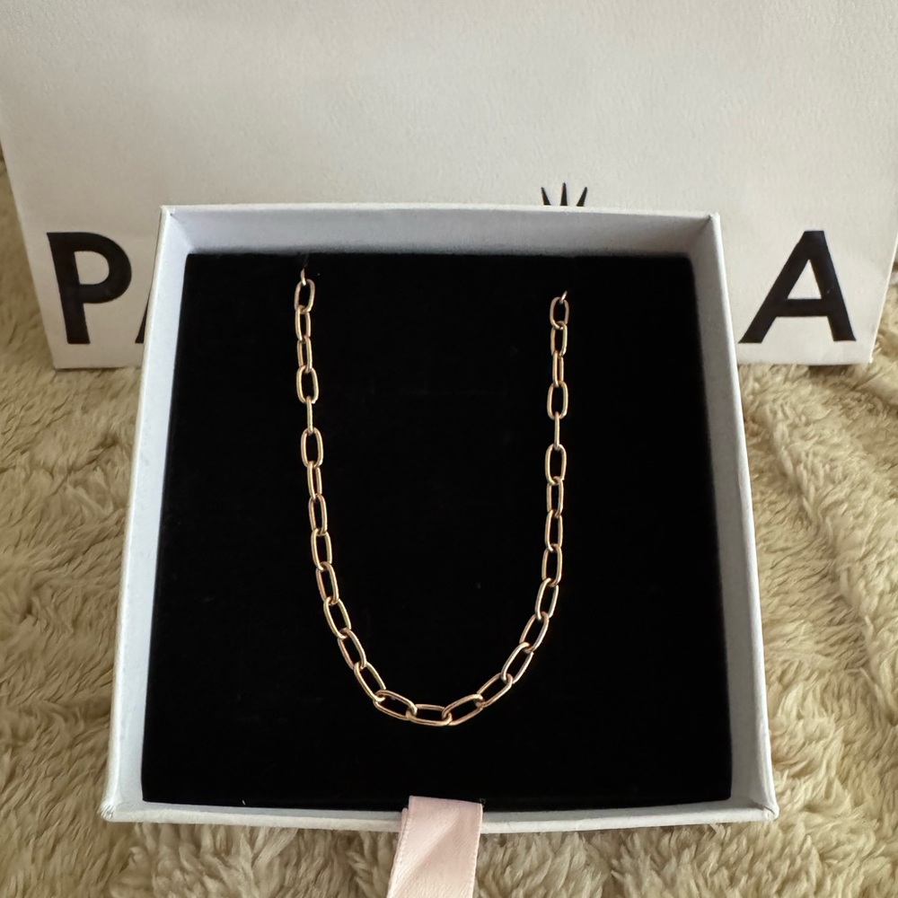 Pandora Elongate Link Chain Necklace Rose gold